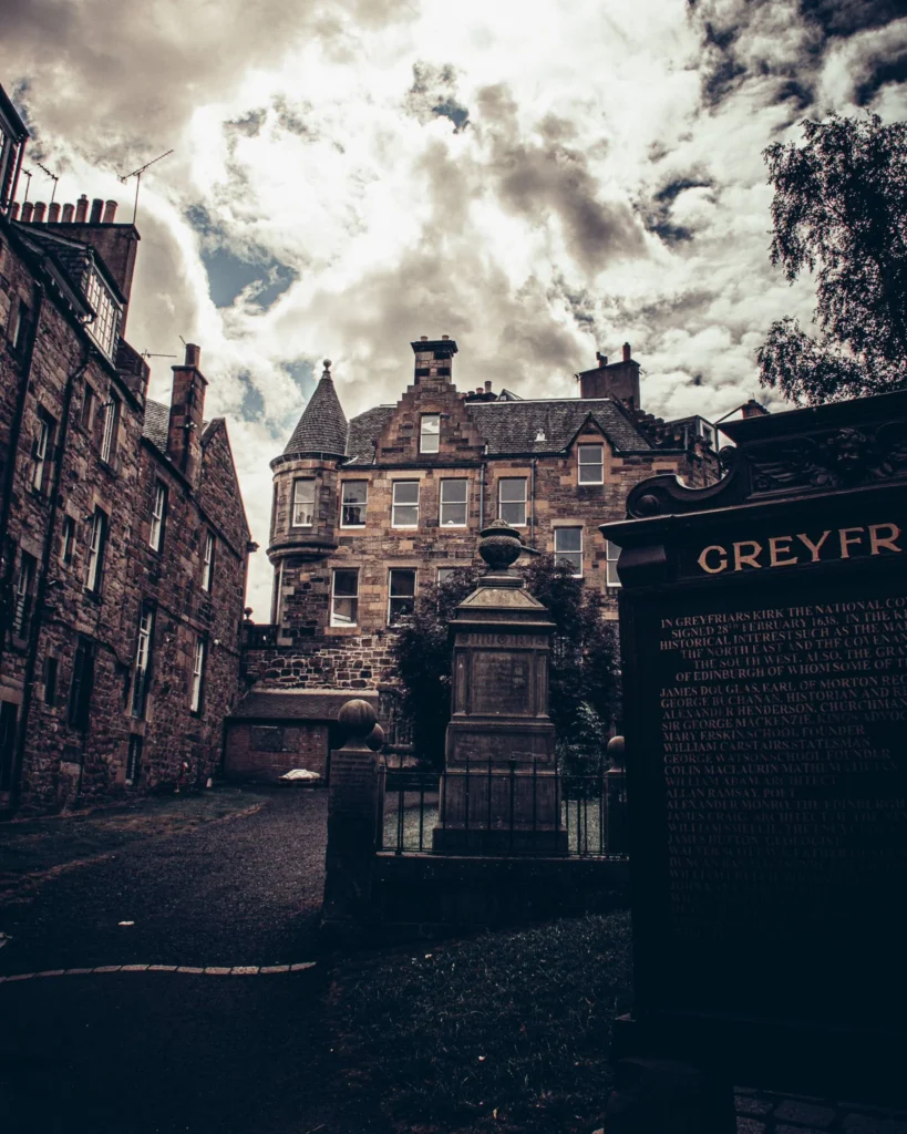 Ancient tombs of the Greyfriars cemetery in Edinburgh