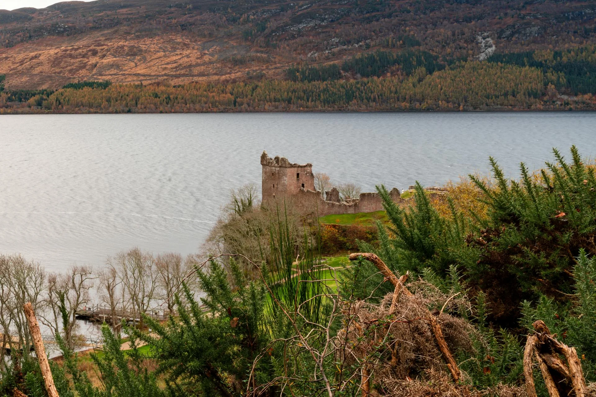 Urquhart Castle on Loch Ness in the Scottish Highlands