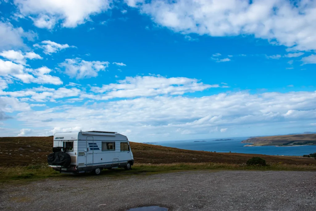 Loch Broom hill camper van summer