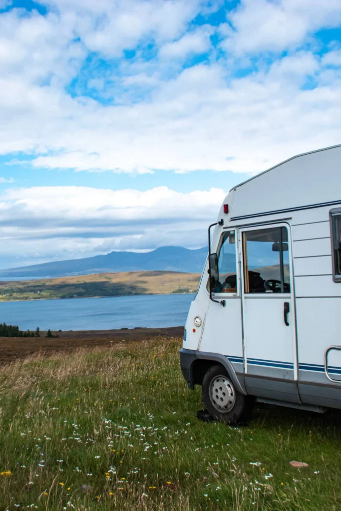Loch Broom flowered meadow motorhome
