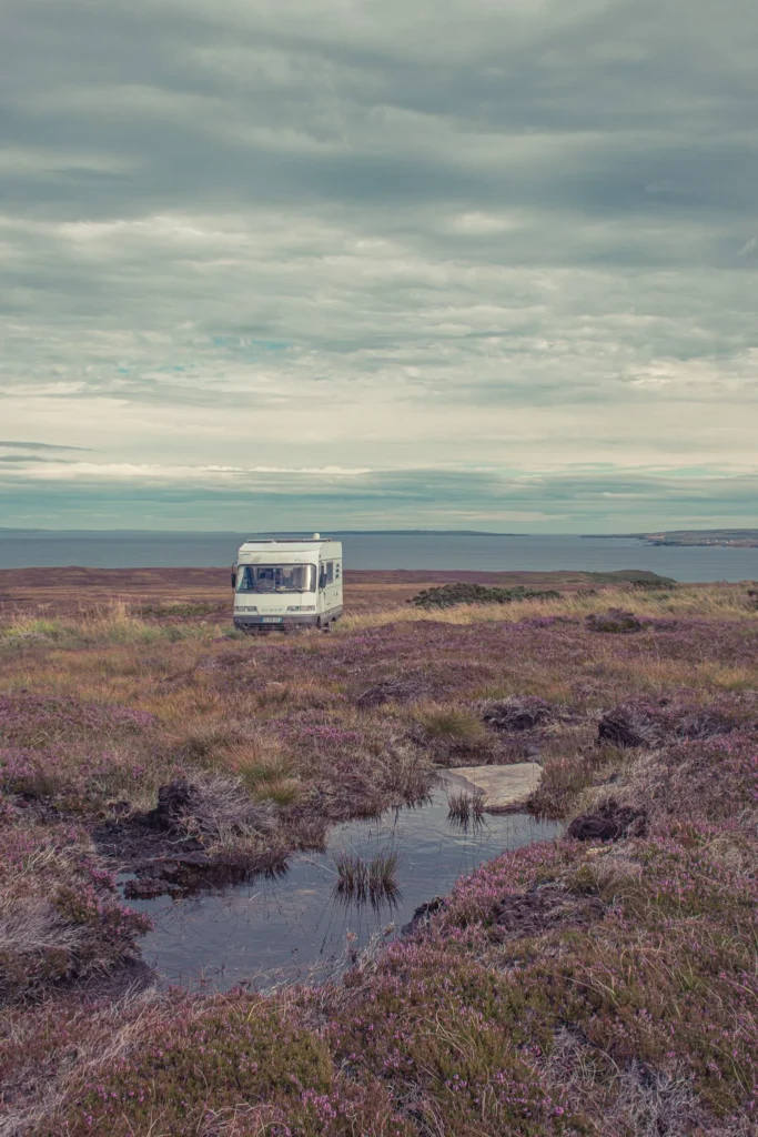 Campervan Scottish moor wild nature North Scotland