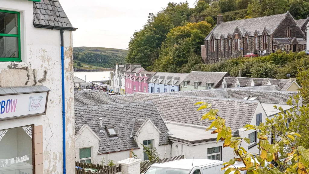 Colorful houses with slate roofs Portree Isle of Skye