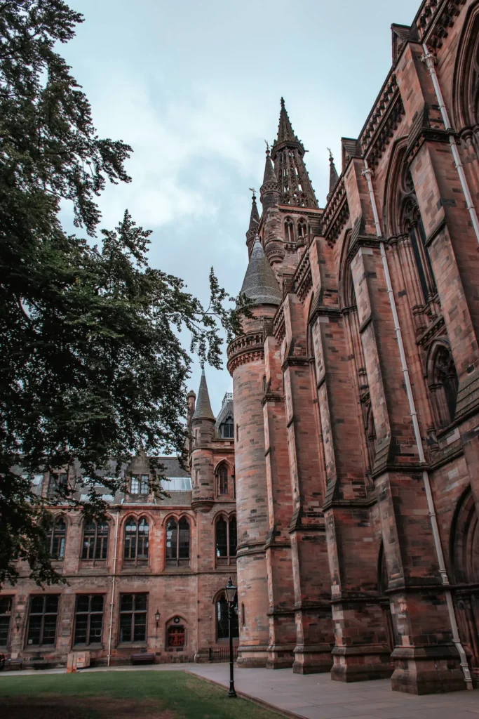 Gothic facade of the University of Glasgow