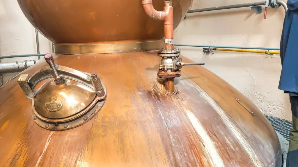 Copper still inside the Old Pulteney distillery in Wick, Scotland, photographed in August.