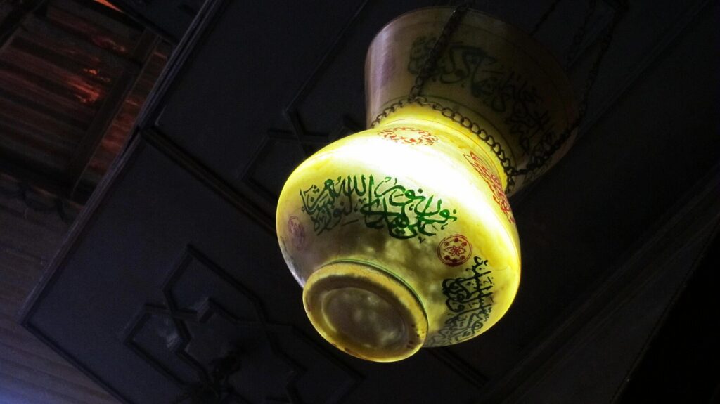 Lively alley of the Khan el-Khalili bazaar in Cairo