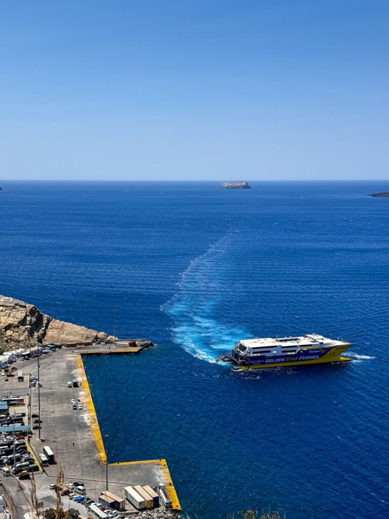 A ferry between the Greek islands, where the network drops out at sea