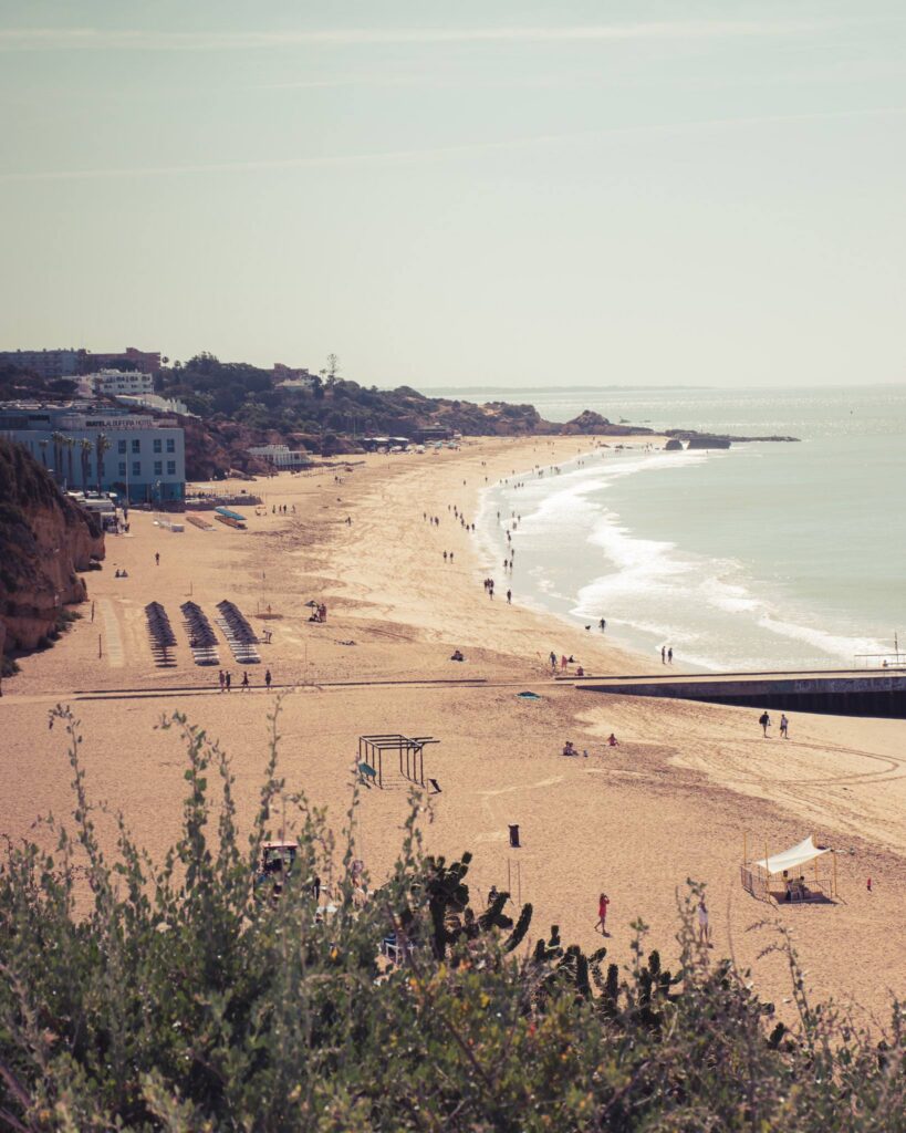 Great beach of Albufeira seen from above
