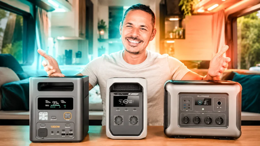 Xavier reviews three portable power stations for campervans: EcoFlow, Aferiy, and AllPowers