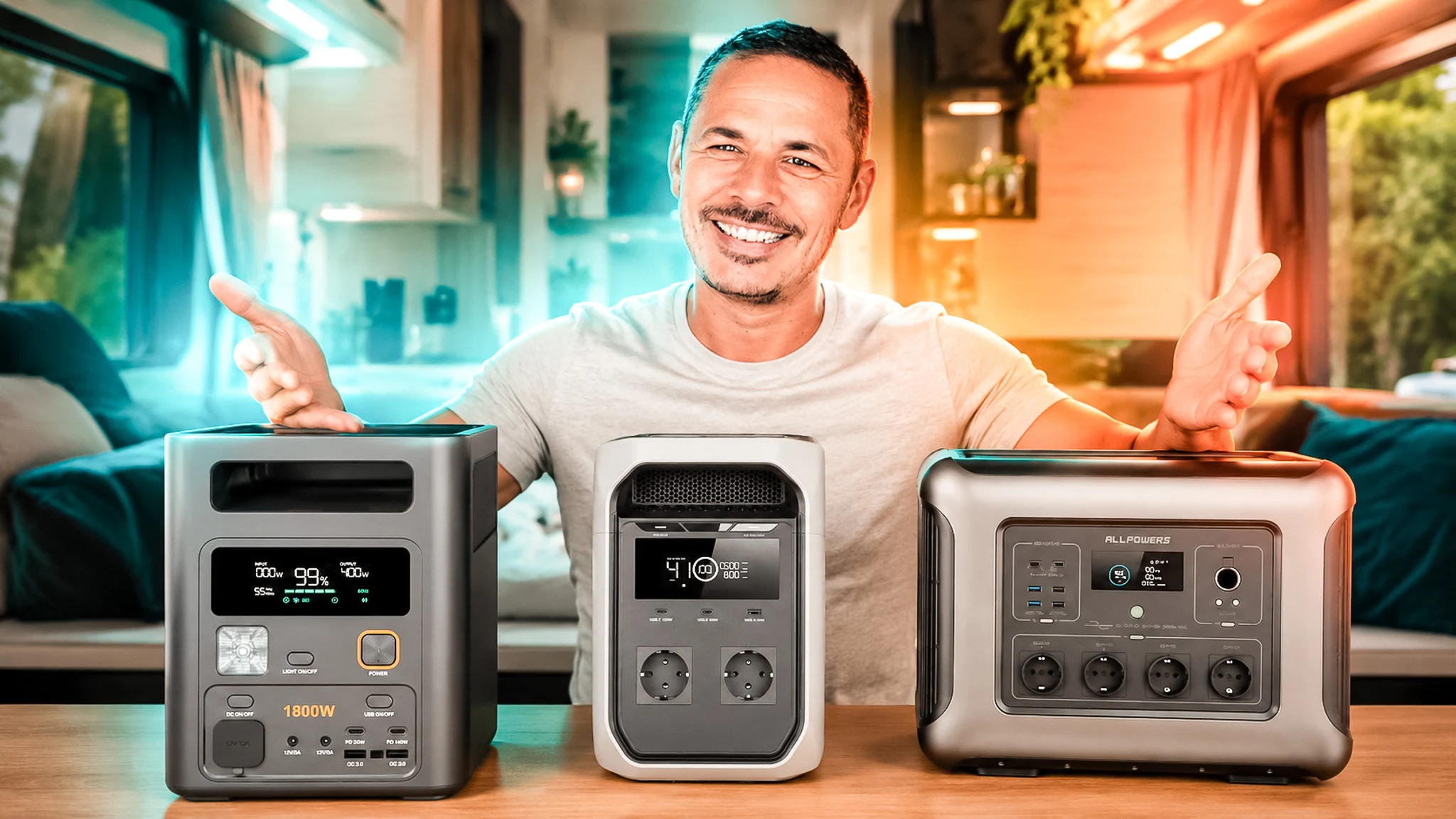 Xavier reviews three portable power stations for campervans: EcoFlow, Aferiy, and AllPowers