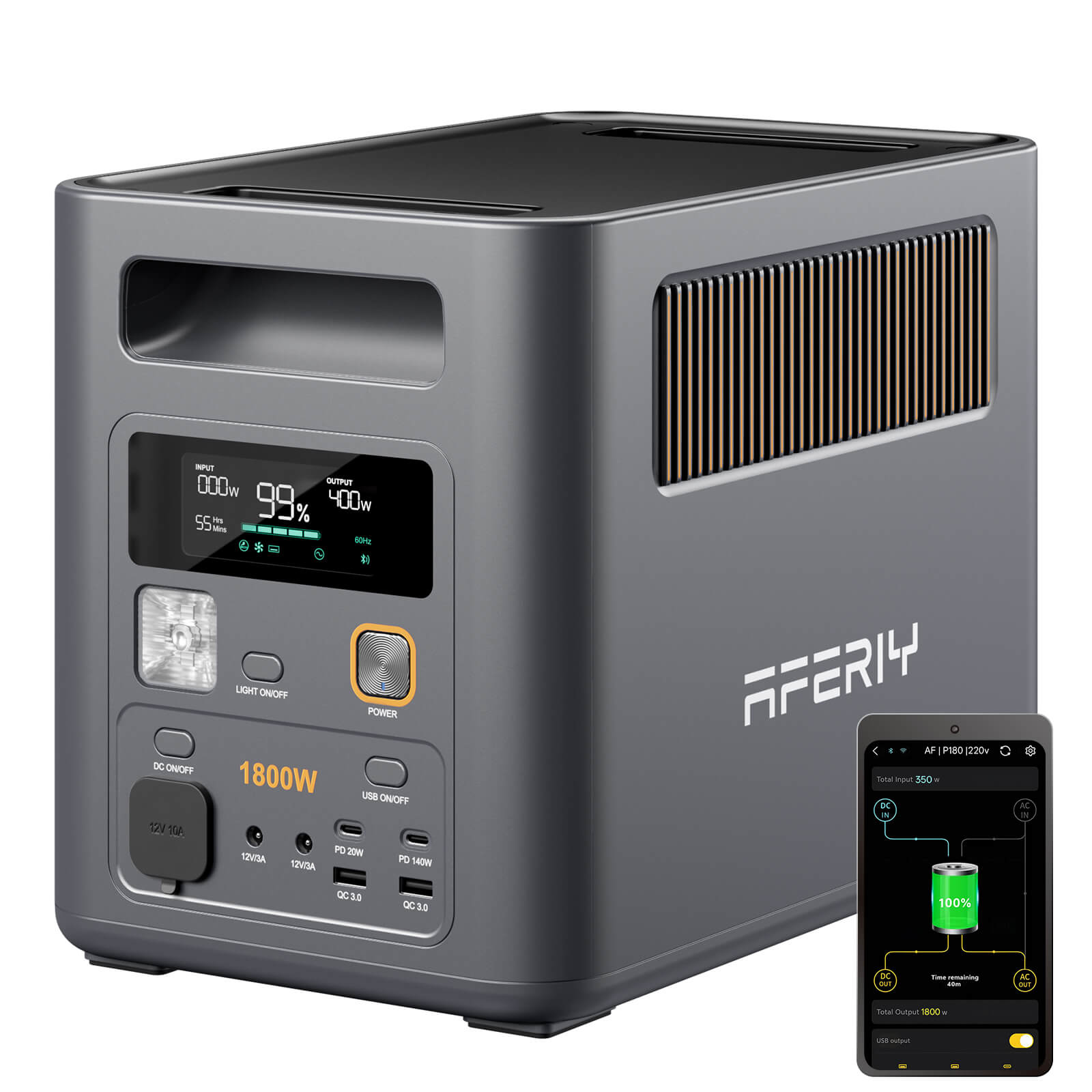 AFERIY Nomad1800 Pro Stazione di Alimentazione Portatile 1800W 1024Wh - immagine 2