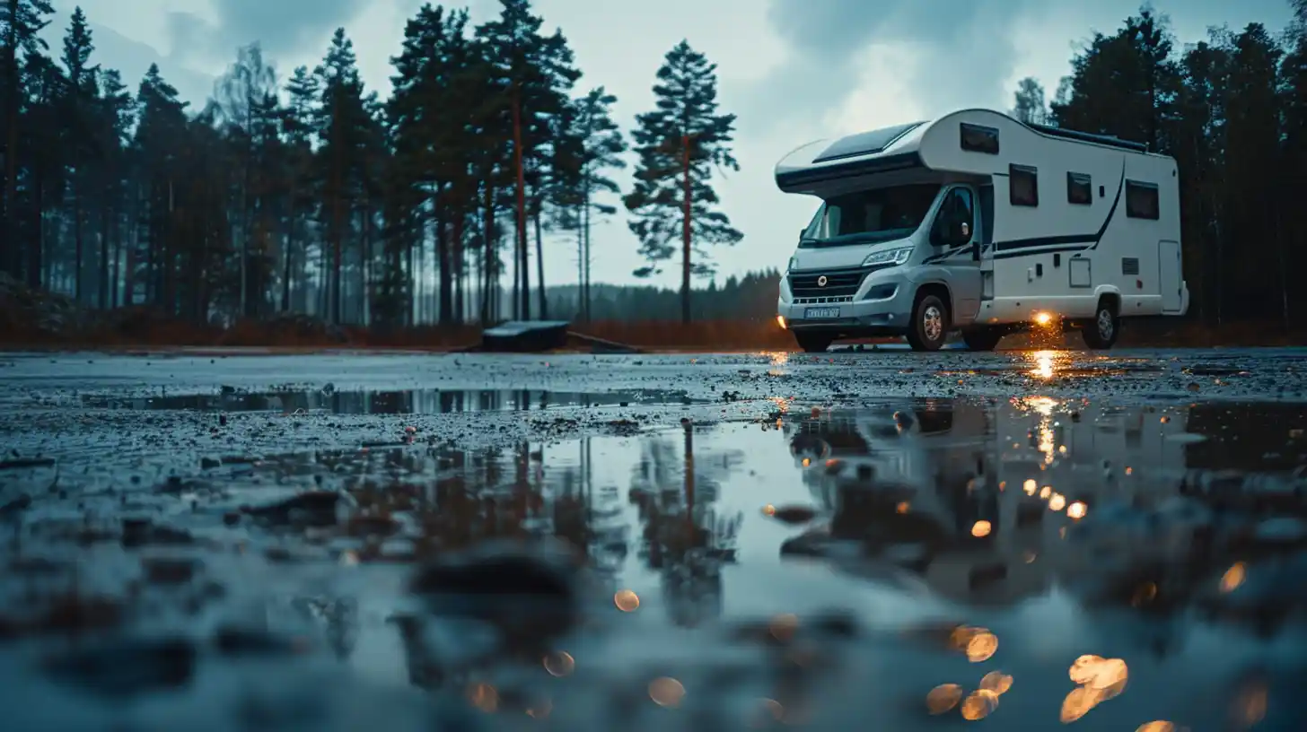 Promemoria che le acque grigie non vanno mai scaricate nella natura ma solo in un camper service
