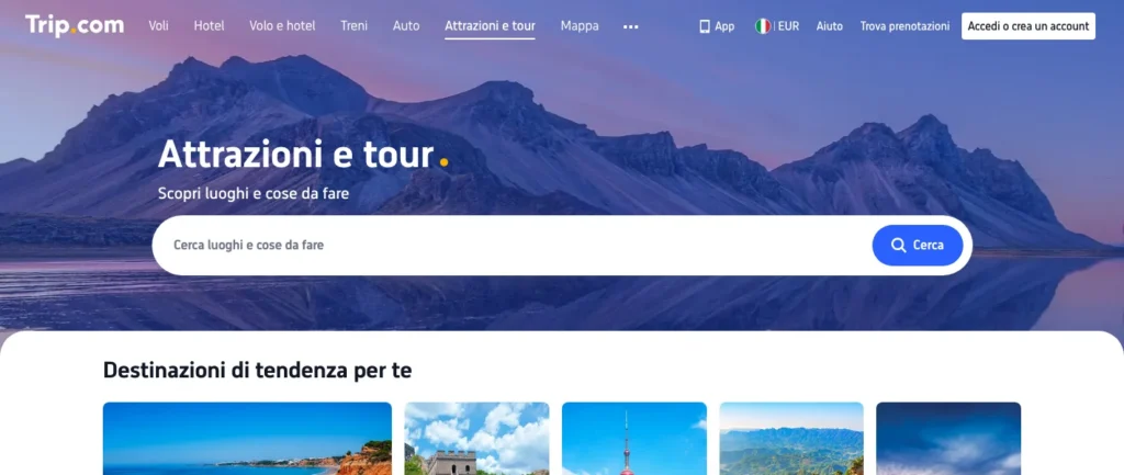 Ricerca di attrazioni e visite sul sito italiano di Trip.com